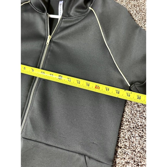 Fabletics Livia Black Gold Reflective Piping Long Jacket with Zip Pockets Size M - Picture 4 of 5